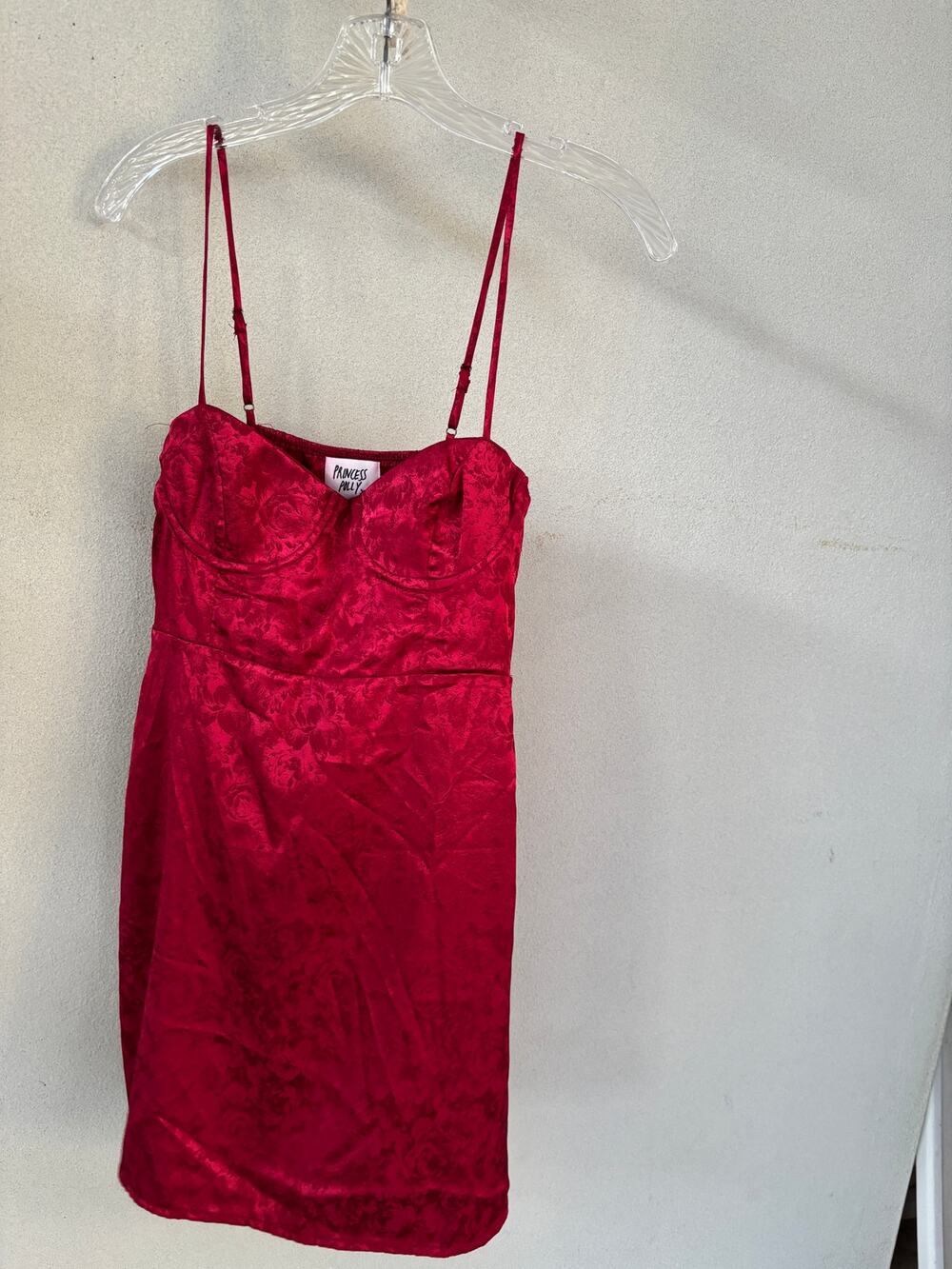 Princess Polly Diva Mini Red Silky Bodycon Dress Size S